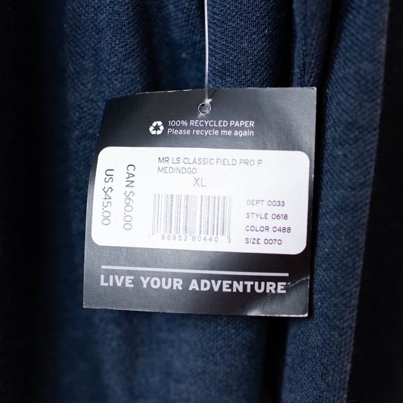 NWT Eddie Bauer Men's Navy Classic Field Pro Long-Sleeve Polo Shirt - Picture 3 of 7